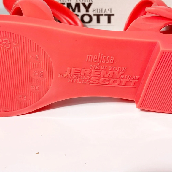 NWT Melissa + Jeremy Scott Tube Flat Sandals in Neon Orange size 7 - Picture 4 of 6